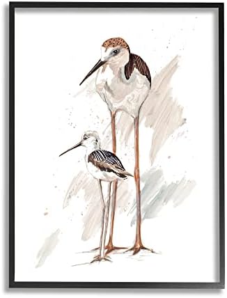 Stupell Industries Beach Shorebird זוג ציפורים ימיים ציור שקט, עיצוב מאת פטרישיה פינטו