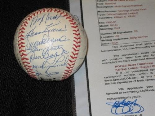 היכל התהילה והכוכבים Mets Yankees חתמו על חתימה על בייסבול onl jsa loa - כדורי בייסבול חתימה