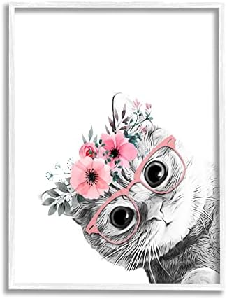 תעשיות סטופליות פרח ורוד כתר כתר חתול משקפיים מונוכרום פשוט, עיצוב מאת אנליסה לטלה