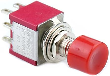 UNCASO רגעי 1 NO 1 NC DPDT מכסה אדום כפתור מתג כפתור AC 120V 5A 250V 2A X 2PCS