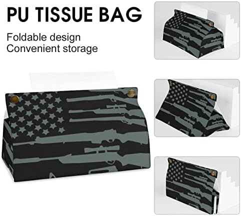 אקדח דגל ארהב דגל שרקמות שחורות מחזיק מחזיק מכסה מארגן נייר תיק נייר למפיות נייר פנים שולחן כתיבה מכוניות מטבח אמבטיה