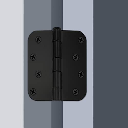 חבילה מוזהבת של 3 צירי דלתות שחורות מט 4 אינץ 'צירים דלתות פנים וחוץ 4in x 4in צירי דלת שחורה עם פינות רדיוס 5/8 אינץ', חומרת דלת כבדה למגורים