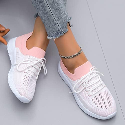 נשים נעליים להחליק על 2022 אביב קיץ סניקרס שרוכים הליכה סניקרס אופנתי קומפי בד נעלי טניס שטוח נעליים