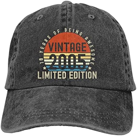 כובע מהדורה מוגבלת של Vintage 2005 לבנות בנות, מודפסים מתכווננים 18 שנים של כובע בייסבול מתנות ליום הולדת מדהים