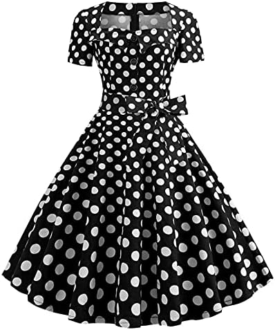 שמלת רטרו שמלת רטרו שמלת קוקטייל משנות החמישים משנות החמישים שמלת שרוול קצרה עניבה עם שרוול מותן וינטג 'רוקבילי שמלות הפבורן