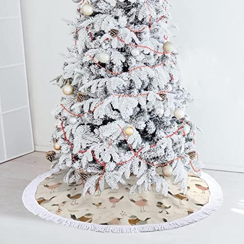 חצאית עץ חג המולד של Avian Royalty עם גדילים חג המולד של מחצלת חג חג המולד הדפסת קישוט