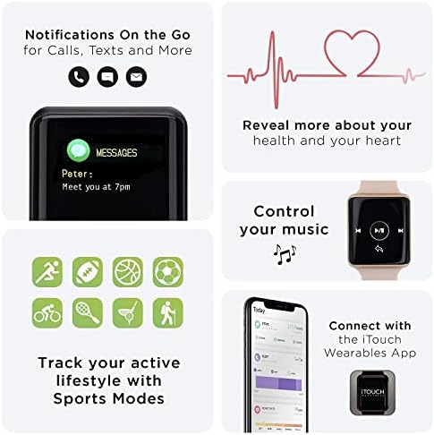ITOUCH AIR מהדורה מיוחדת Smartwatch, צג דופק, מד צעדים, הליכה וריצה לנשים וגברים, אנדרואיד ו- iOS תואם - רצועה מוצקה