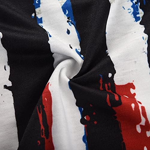 חולצות יום עצמאות לנשים, טוניקת הדפסים אמריקאית דגל אמריקאית צוואר שרוול קצר V צוואר 4 ביולי חולצה