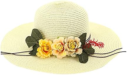 קש כובעי נשים רחב ברים חוף שמש כובע עם פרח כיסוי חוף כובע נשים של קיץ מגן שמש בייסבול כובעים