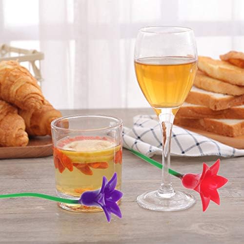 12 יחידות סיליקון פרח יין זכוכית סמן יצירתי יין זכוכית תגיות תווית זכוכית זיהוי מושלם למסיבות