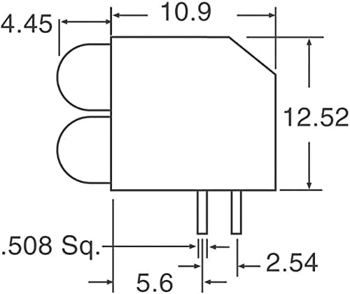 LED DIALIGHT LED 2HI 5 ממ 5V RT ANG YEL PC MNT