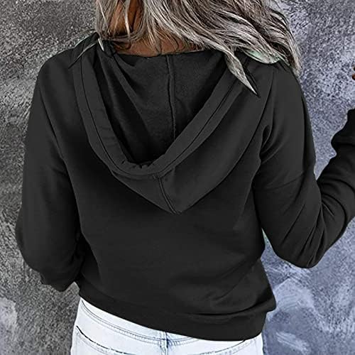 קפוצ'ונים מזדמנים של נשים סוודר חולצות שרוול ארוך כפתור למטה בסווטשירטים 2022 בגדי סתיו עם כיס