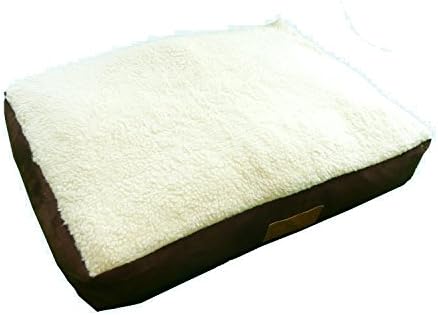 מיטת כלבים בינונית של אלי -BO - זמש חום פו/עור כבש