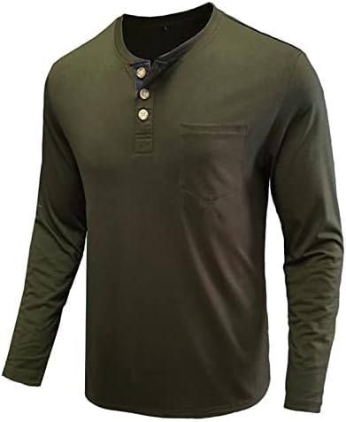 חולצות טריקו של צוואר כפתור ZDFER לגברים, חייל שרוול ארוך הנלי נגד צוואר טש חולצת אימון דק-כושר צמרות טי מזדמנים