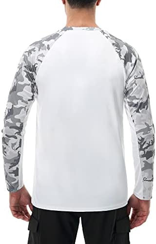 חולצת קפוצ'ון לדייג של גברים דגים - UPF 50+ CAMO שרוול ארוך חולצות חולצות עם מסכת פנים רשת
