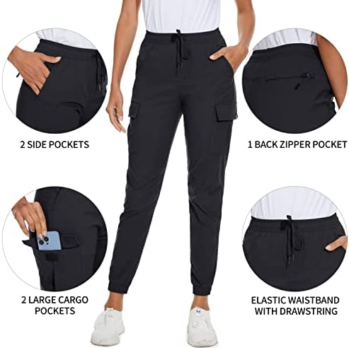 מכנסי טיול לנשים Tacvasen מכנסיים מהירים קלים יבש עם כיסים חיצוניים ריצה אתלטית מטפסים על מכנסיים ארוכים