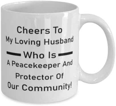 ספל קצין כליאה, לחיים לבעלי האוהב שהוא שומר שלום ומגן הקהילה שלנו!, חידוש ייחודי מתנת רעיונות עבור כליאה קצין, קפה ספל תה כוס לבן