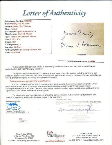 גלן פופ וורנר חתם על ספר 1927 כדורגל למאמנים PSA/DNA - NFL חתימה חתימה שונות של פריטים שונים