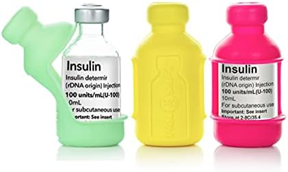מארז/שרוול של בקבוקי אינסולין בטוחים בבקבוקון סוכרת, שרוול מגן סיליקון גמיש, גמיש, קולקציית קיץ 3 חבילות, אור שמש צהוב, סורבה פטל, Mojito ירוק