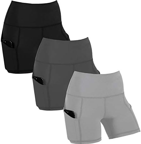 NEWITIN 3 חלקים למותניים גבוהות מכנסיים קצרים אימון מכנסי יוגה קצרים עם כיסי צד מכנסיים קצרים לספורט לנשים