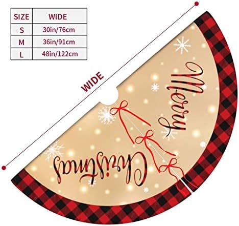 חצאית עץ חג המולד, 36 אינץ 'באפלו אדום בדיקת צבי משובץ חצאיות עץ חג המולד כפרי לעצים מלאכותיים קישוטי מסיבת חג חג המולד