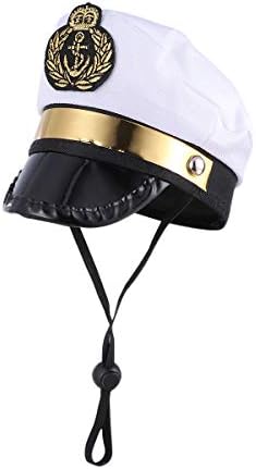 כובע קפטן קפטן חיות מחמד של Amosfun קפטן ים קפטן קפטן לבן כובע כלב חתול כלבלב מלילור ליל כל הקדושים קוספליי כובע תלבושות 5.3 אינץ '