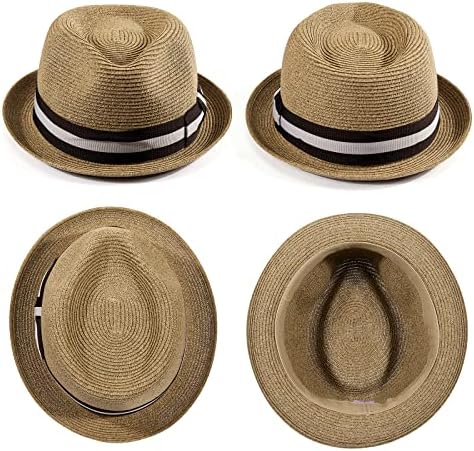 אקיו ואקווירקס כובעי פדורה לגברים עם שוליים קצרים קש פדורה כובעי שמש לגברים נשים כובעי שמש קיץ עם רצועה מתכווננת