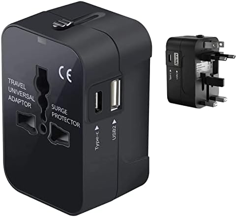 Travel USB פלוס מתאם כוח בינלאומי התואם ל- Alcatel Onetouch Retro עבור כוח ברחבי העולם עבור 3 מכשירים USB Typec, USB-A לנסוע בין ארהב/איחוד האירופי/AUS/NZ/UK/CN