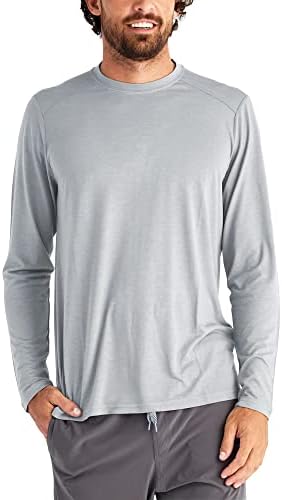 זבוב חופשי במבוק של גברים במבוק קל משקל קלים שרוול ארוך - חולצה חיצונית יבשה ונושמת מהירה עם הגנת השמש UPF 20+