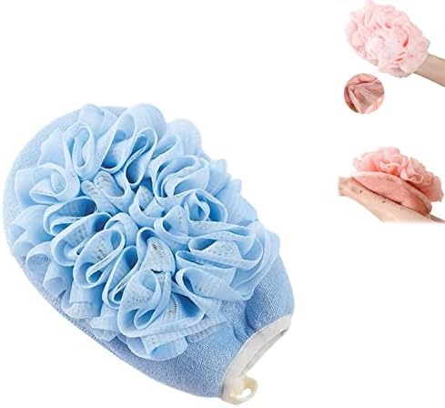 ספוג אמבטיה 2-in-1 ידידותי לעור, פילינג גוף ניקוי לופה ספוג, כפפת מקלחת אמבטיה כפולה כפולה כפולה כפפה, כפפת מקלחת אמבטיה כפולה עם כדור אמבטיה פרחים
