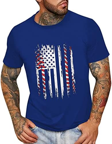 יום העצמאות האמריקני של XXBR עליון לגברים 4 ביולי חולצת טי קרוס צווארון כוכבים פסים חולצת הדפסה ארהב דגל ארהב