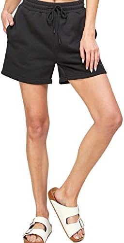 מכנסי זיעה של IUUI נשים קצרות זיעה קז'ואל טרקלין קיץ אתלטי אימון אימון חדר כושר מותן גבוה המותניים עם מכנסיים קצרים בכיס