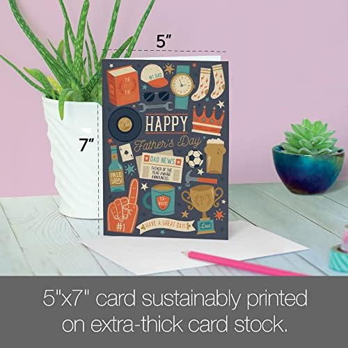 ברכות ללא עצים כרטיסי יום האב - עיצובים אומנותיים - 1 כרטיס + מעטפות תואמות - תוצרת ארהב - נייר ממוחזר - 5 x7 - פופ עליון
