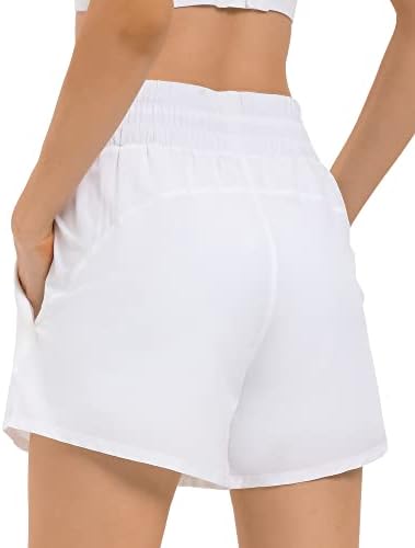 מכנסיים קצרים אתלטי של נשים קצרות המותניים הגבוהים המותניים עם מכנסיים קצרים עם כיסים מכנסיים קצרים ספורט מכנסי כושר מכנסי טניס קצרים
