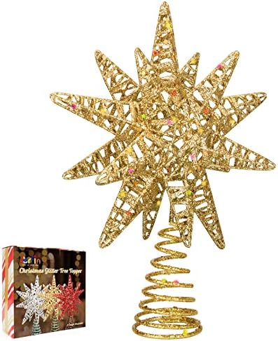 עץ חג המולד טופר כוכב זהב זהב מתכת נוצצת קישוט עץ עץ לחג המולד לחג המולד קל משקל קל