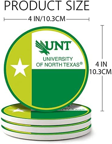 אוניברסיטת צפון טקסס חופי משקאות עם מחזיקי קרמיקה סופגים מחזיקים עם בסיס פקק, ללא שרוט ומלוכלך