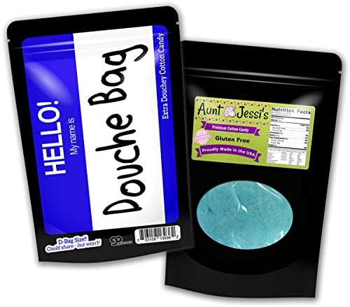 Gears Out Douche תיק כותנה סוכריות שם מצחיק עיצוב תגית - סוכריות חידוש לגברים - סוכריות ללא גלוטן, כחול