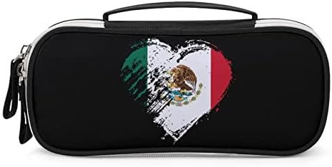 מקסיקו דגל מקסיקו דגל עיפרון עט עט עט איפור קוסמטי מחזיק תיבת אחסון עם ידית ולולאה לבית ספר משרדי