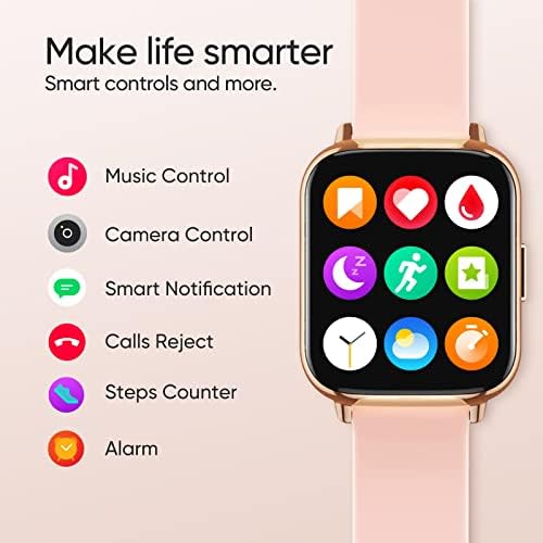 Dizo Smart Watch 2, 1.69 '' גשש כושר, חמצן דם, דופק ומוניטור שינה, שחייה של 5 טם אטום למים, 100+ חוגות שעון, שעון חכם לנשים גברים （ורוד）
