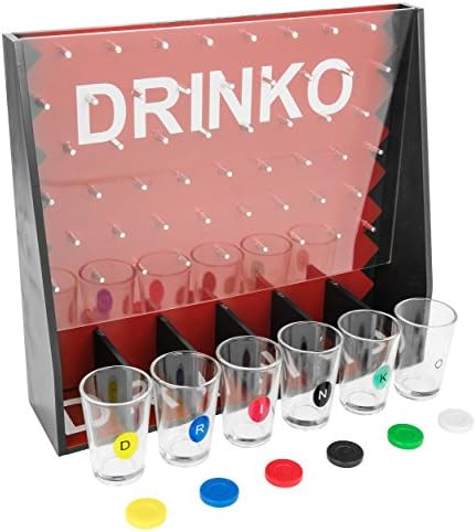 משחק שתייה של Drinko - חידושים מוזרים למדי - משחק מסיבת זכוכית Social Shot Social עבור קבוצות / זוגות, רב -צבעוני, גודל אחד, 1.5 גרם