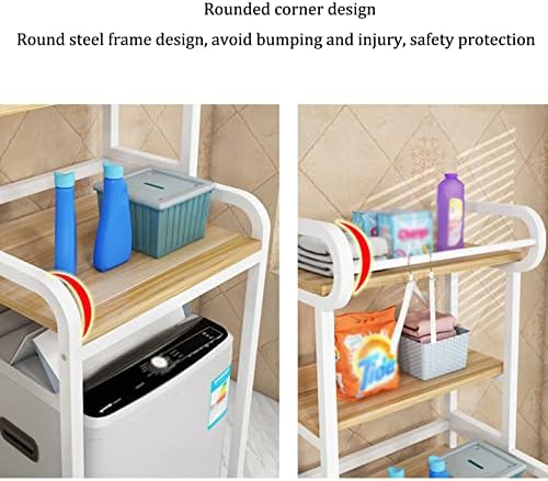מסגרות אחסון מכונת כביסה של BKGDO רצפה עומדת לשירותים מעל שירותים, מדפים לכביסה, מתלי אחסון לשטיפת תופים, מדפי צדפות אמבטיה, מרפסות אמבטיה/לבן