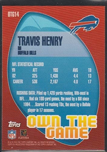 2003 Topps Travis Henry Bills הבעלים של כרטיס כדורגל המשחק OTG14