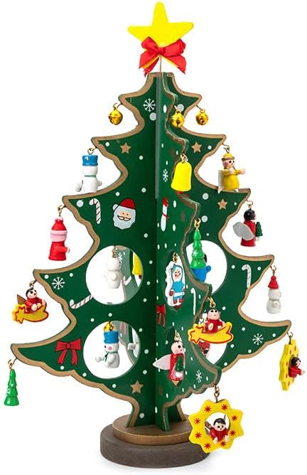 קישוטי חג המולד של Lowfi חתיכה יחידה עץ עץ חג המולד קטן קישוטים מעץ שולחני עץ חג המולד