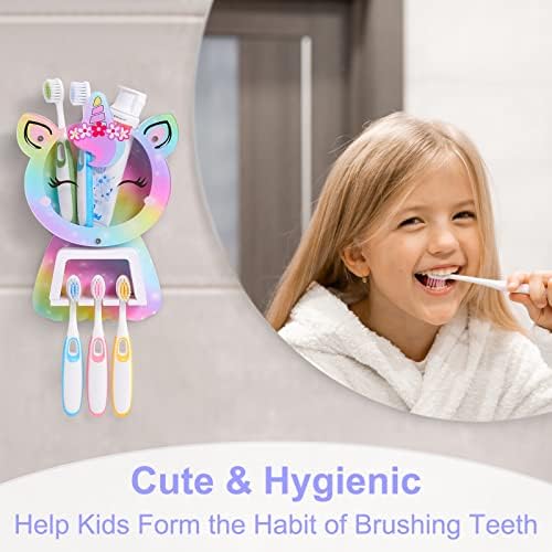 מקרי מברשת שיניים לילדים רכוב, מברשת שיניים חד קרן ומחזיקי משחת שיניים למארגן אביזרי חדרי אמבטיה