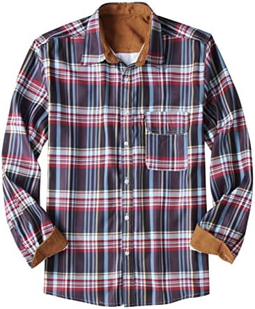 חולצות משובצות xxbr לגברים, כפתור ז'קט מסודר באביב סתיו למטה חולצה מזדמנת עסקית עם כיס קדמי