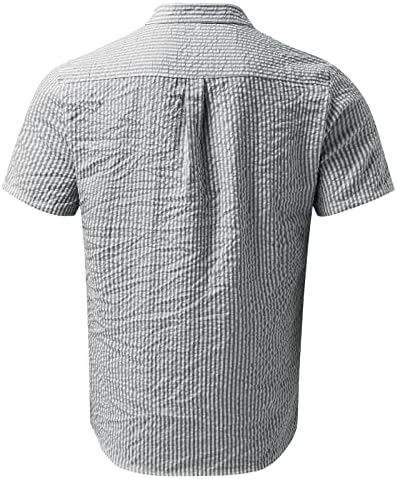 חולצות פשתן כותנה xxbr לגברים שרוול קצר מפוספס כפתור קיץ הוואי למטה חולצת טי נינוחה צמרות מזדמנים
