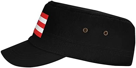 צוער כותנה ראש שטוח צוער צבא פורטו ריקו דגל כובע, שחור יוניסקס מתכוונן צבאי סגנון נהג משאית פורטו ריקו דגל כובע