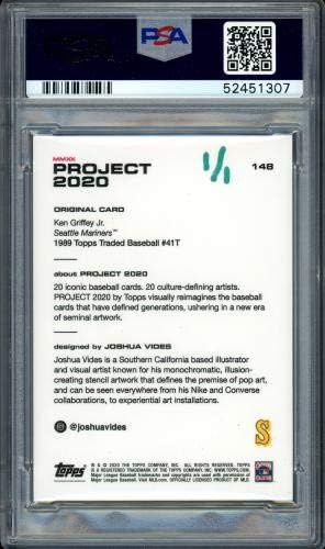 קן גריפי ג'וניור פרויקט Topps עם חתימה 2020 Joshua Vides כרטיס 148 סיאטל ימרים 1989 1/1 PSA/DNA 52451307 - כרטיסי חתימה עם סלע בייסבול