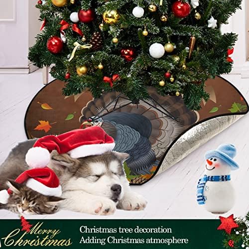 מחצלת עץ חג המולד Visesunny מחצלת חג ההודיה שמח טורקיה דלעת סתיו מייפל עלה עץ עץ עמד