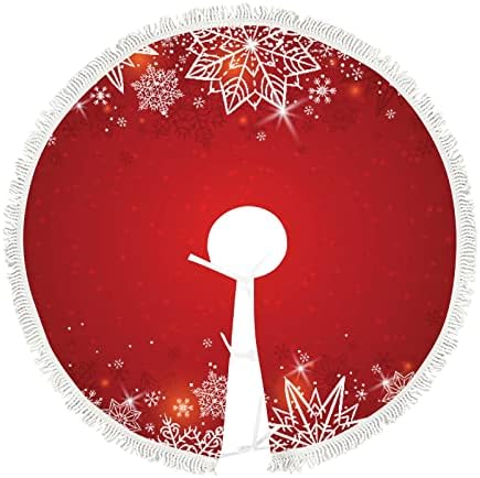 חצאית עץ חג המולד גדולה מסגרת אדומה של כוכבי פתיתי שלג חצאית עץ 48 אינץ